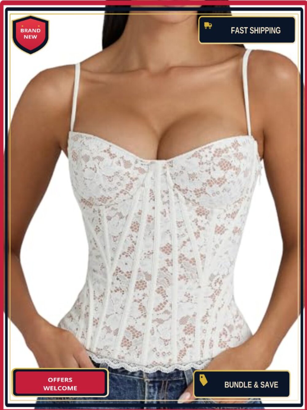 Floral Lace Overbust Corset Top Sweetheart Lace Up Bustier